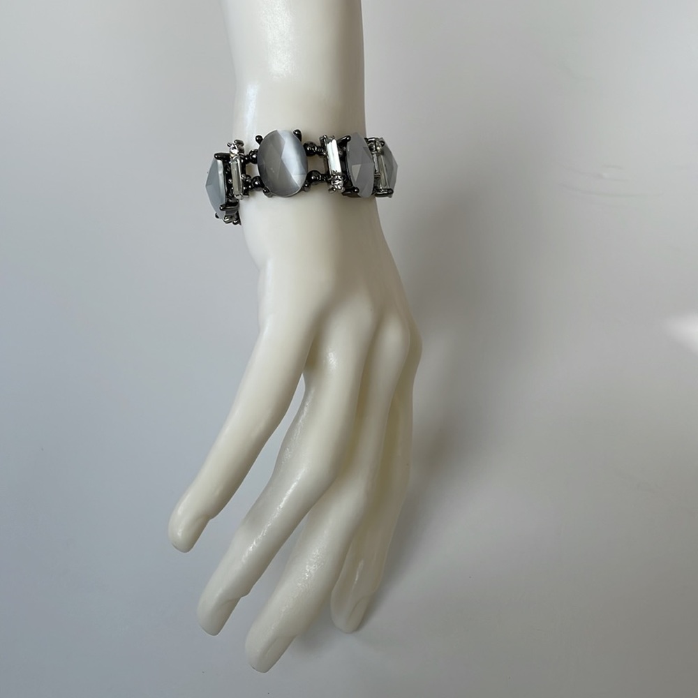 WHBM Smoky Grey Stone/Rhinestone Bars Bracelet - Picture 3 of 11